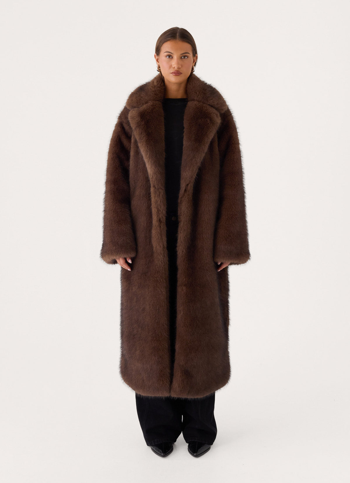 aspen avenue faux fur coat chocolate