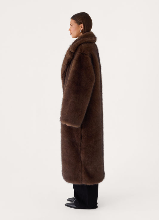 aspen avenue faux fur coat chocolate