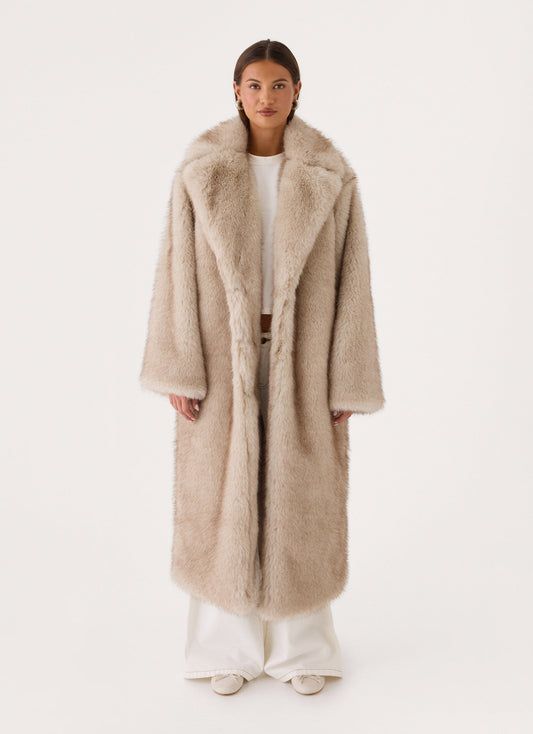 aspen avenue faux fur coat natural