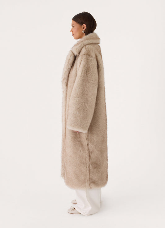 aspen avenue faux fur coat natural