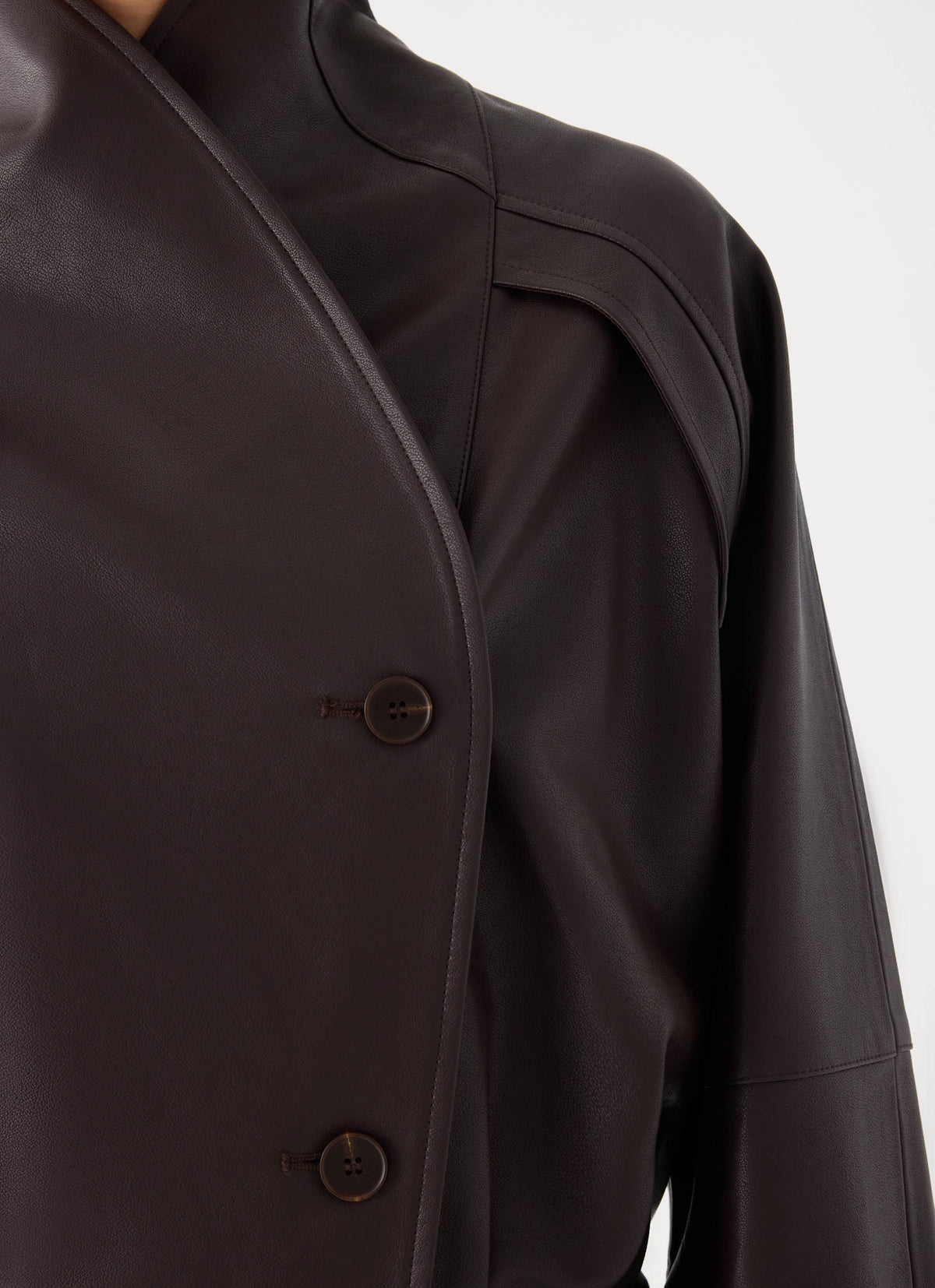 deliana oversized faux leather jacket chocolate
