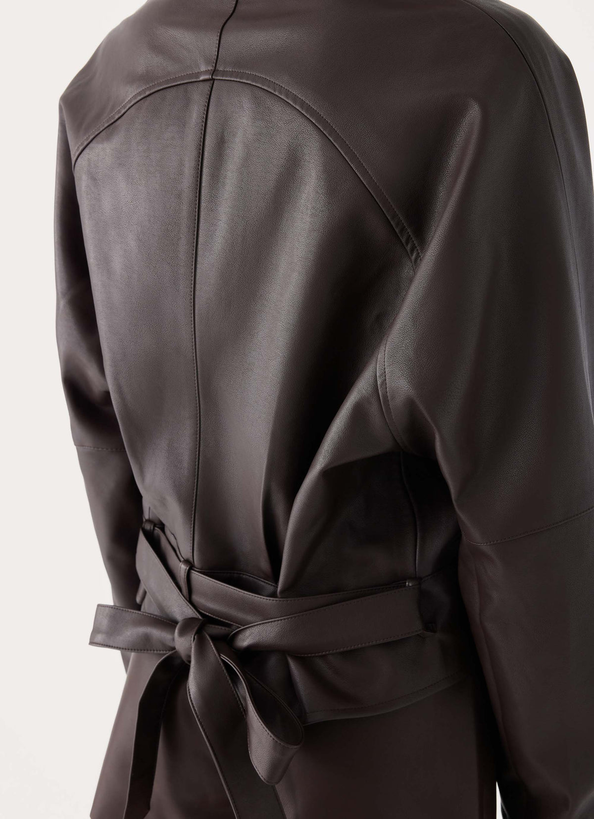 deliana oversized faux leather jacket chocolate