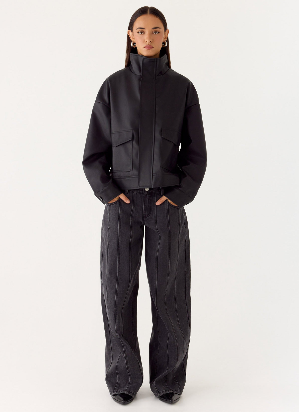james pu bomber jacket black