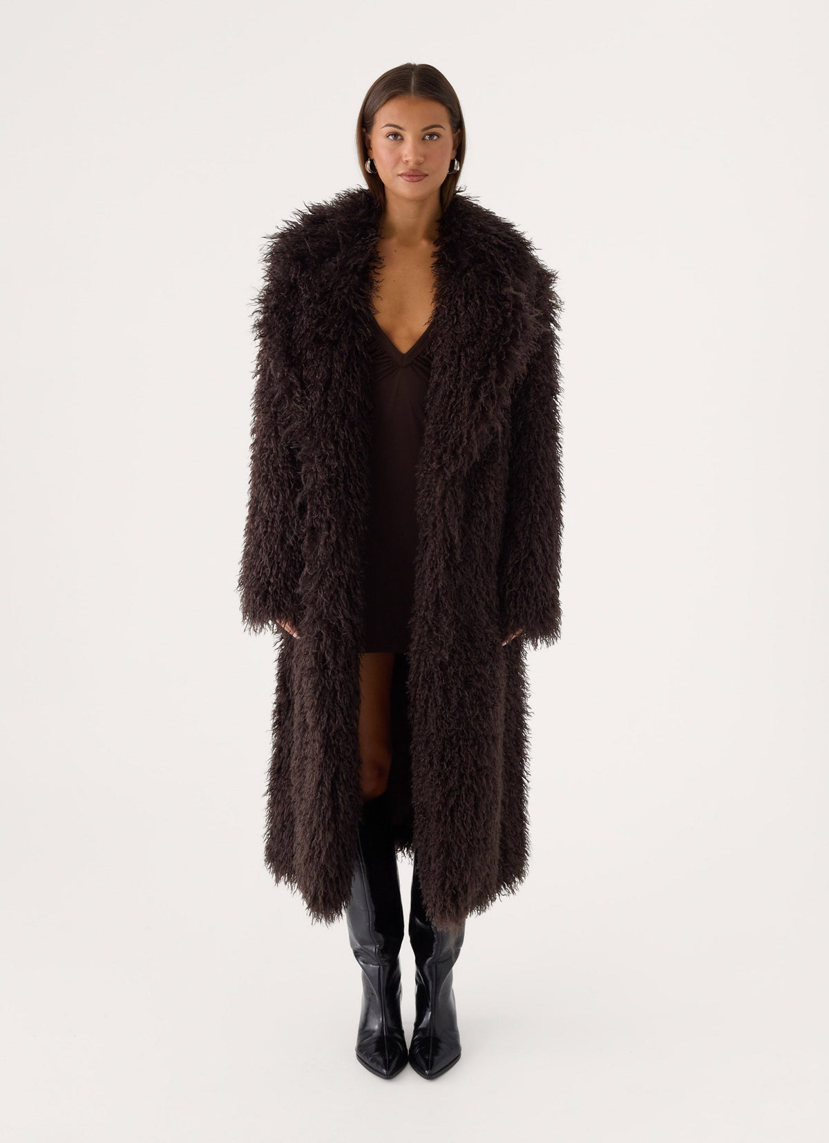 valensia faux fur coat deep taupe