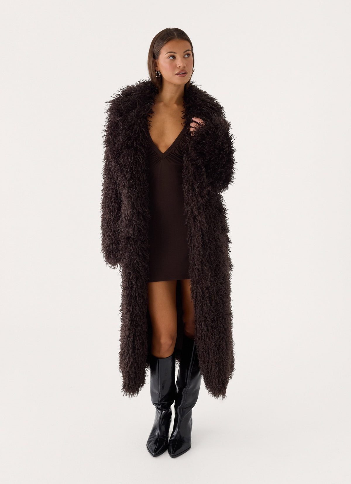 valensia faux fur coat deep taupe
