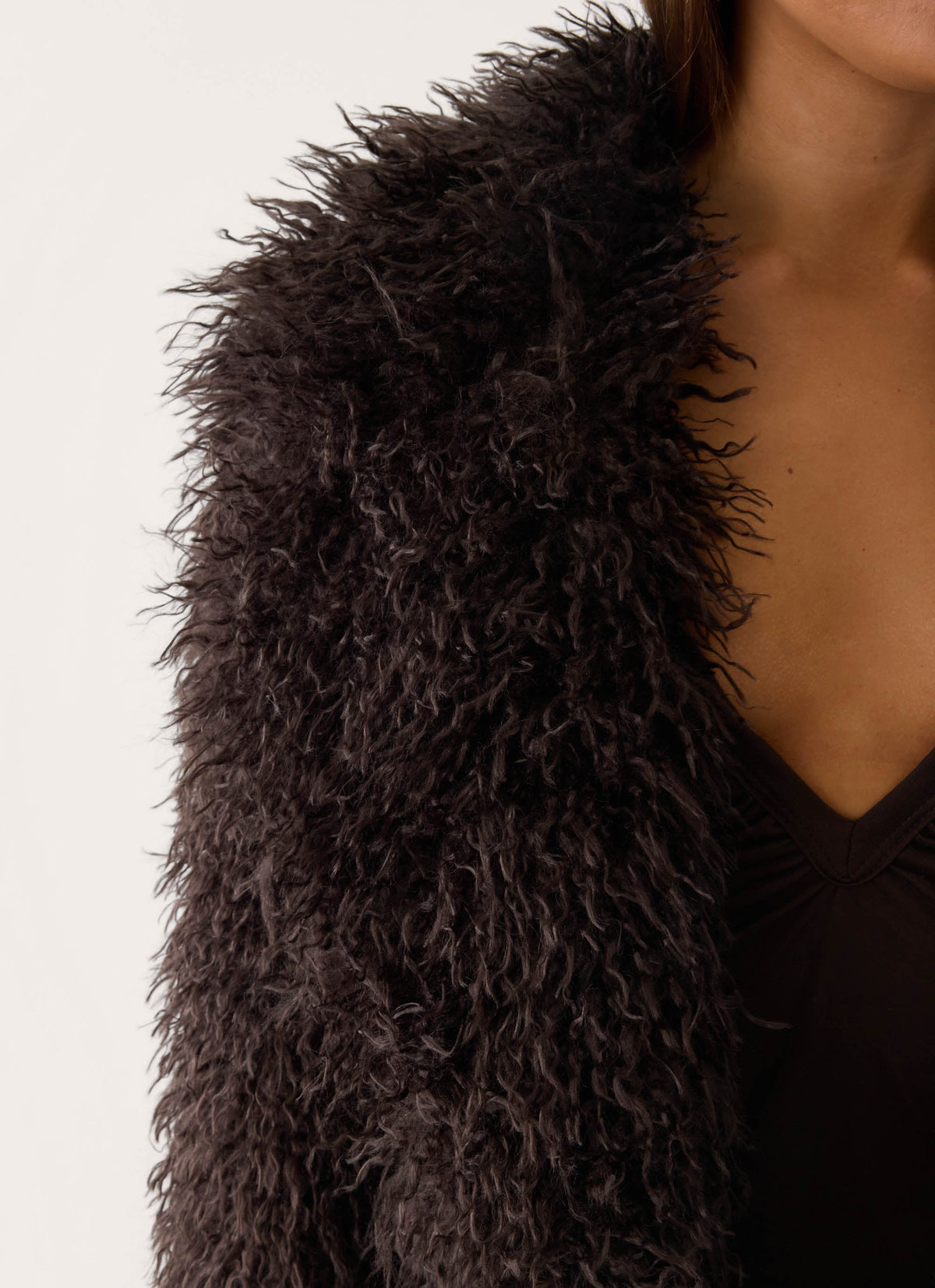 valensia faux fur coat deep taupe